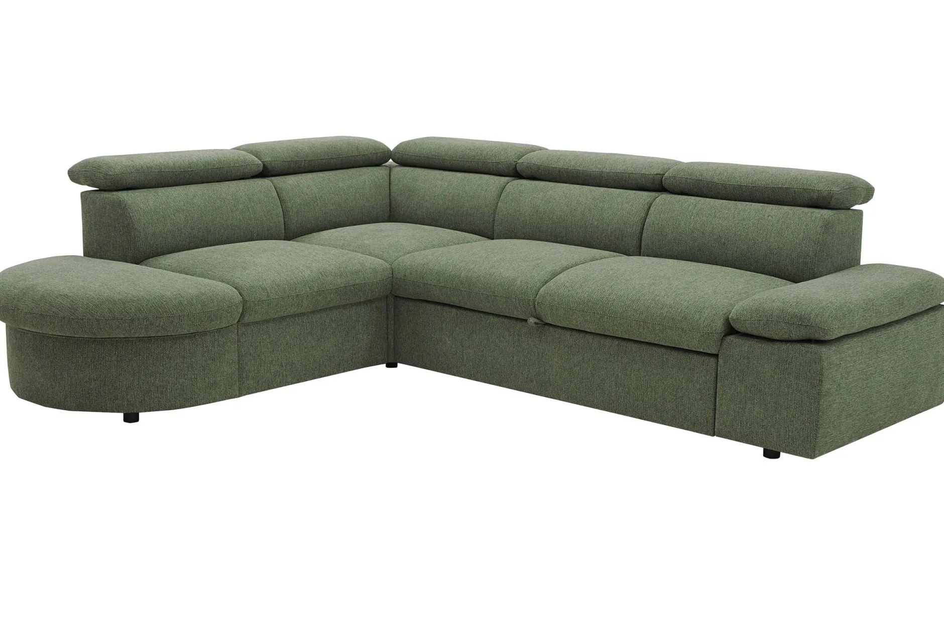 Firenze Ecksofa links - mit Bettfunktion - Stoff olivgrün