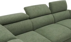 Firenze Ecksofa links - mit Bettfunktion - Stoff olivgrün