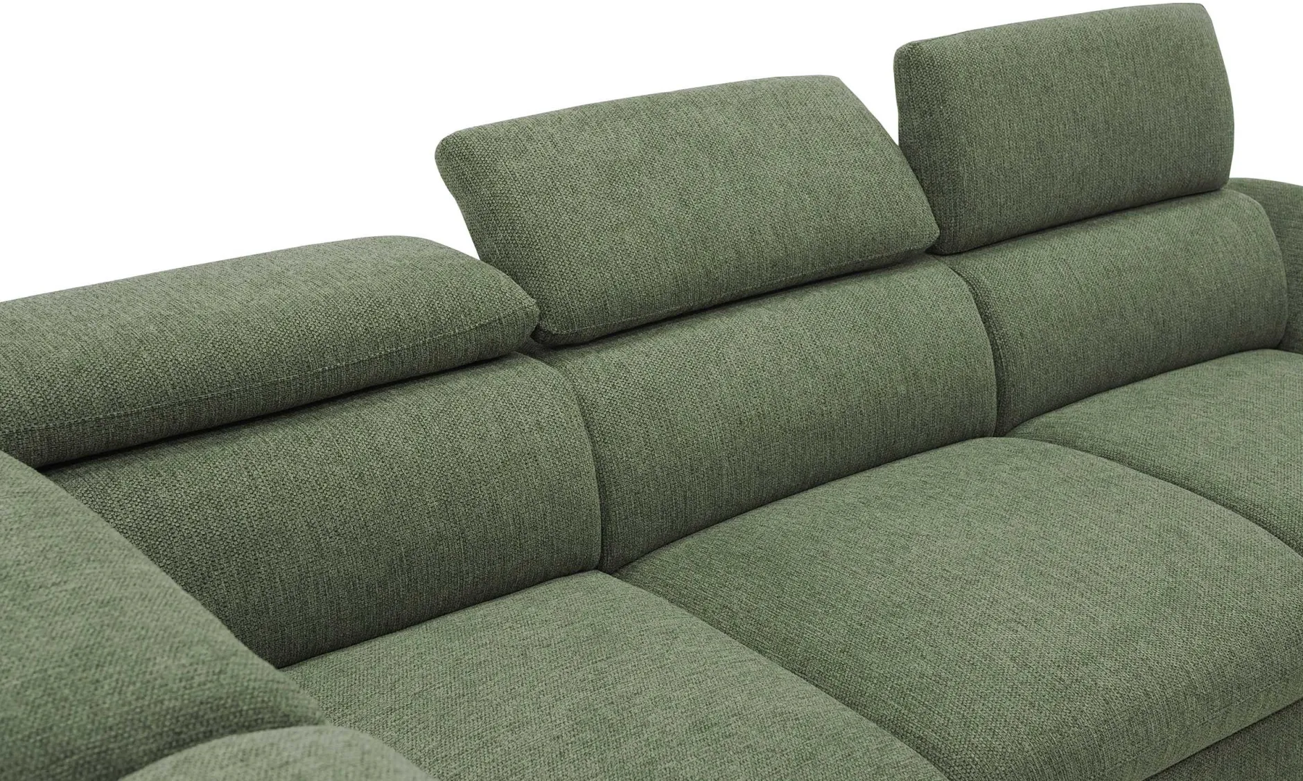 Firenze Ecksofa links - mit Bettfunktion - Stoff olivgrün