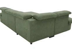 Firenze Ecksofa links - mit Bettfunktion - Stoff olivgrün
