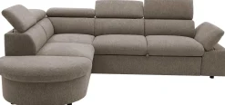Firenze Ecksofa links - mit Bettfunktion - kastanienbrauner Stoff