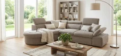 Firenze Ecksofa links - mit Bettfunktion - kastanienbrauner Stoff