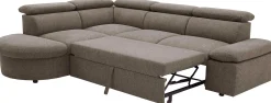 Firenze Ecksofa links - mit Bettfunktion - kastanienbrauner Stoff