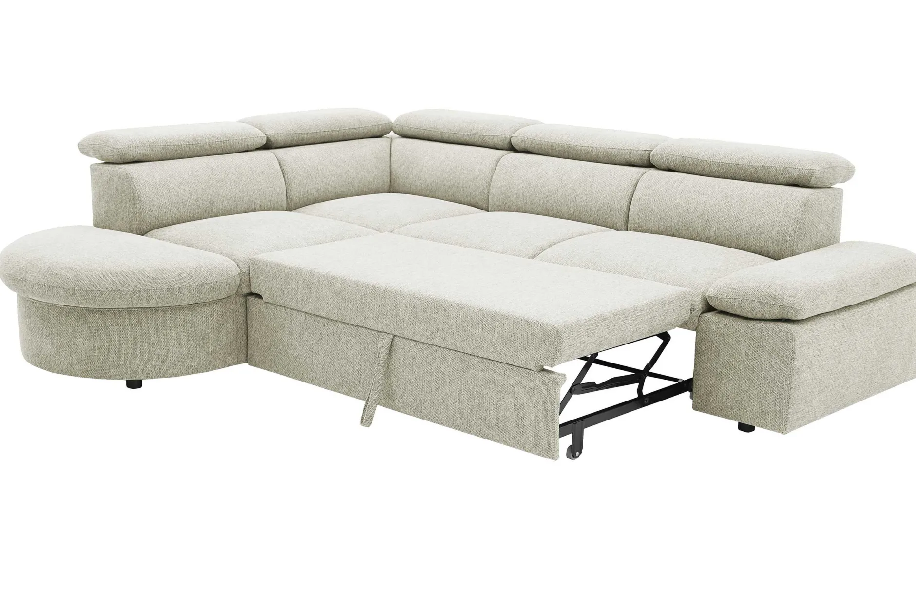 Firenze Ecksofa links - mit Bettfunktion - Stoff beige