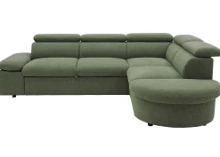 Firenze Ecksofa rechts - mit Bettfunktion - Stoff olivgrün