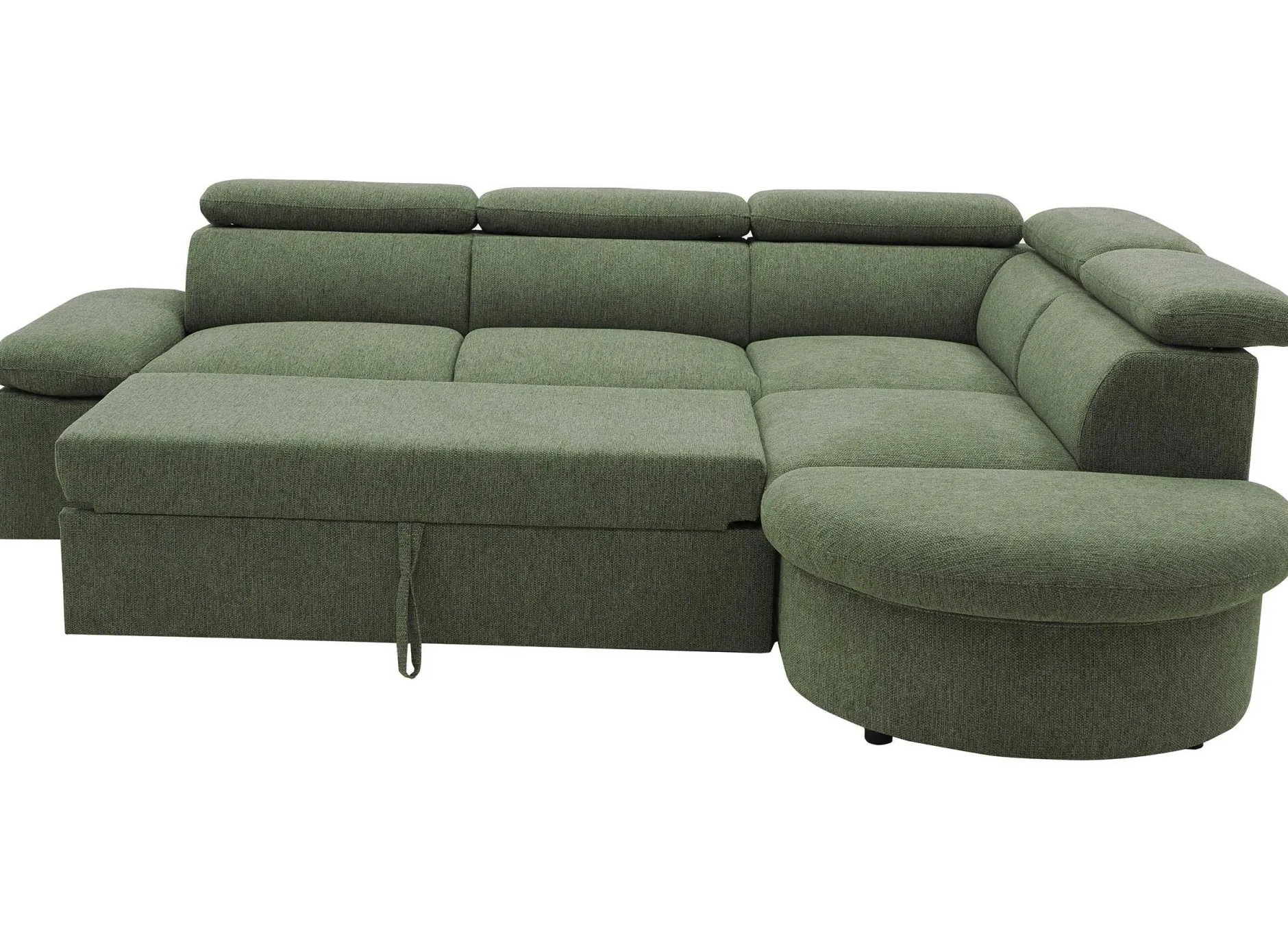 Firenze Ecksofa rechts - mit Bettfunktion - Stoff olivgrün