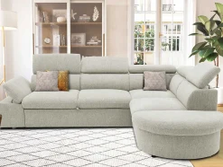 Firenze Ecksofa rechts - mit Bettfunktion - Stoff beige