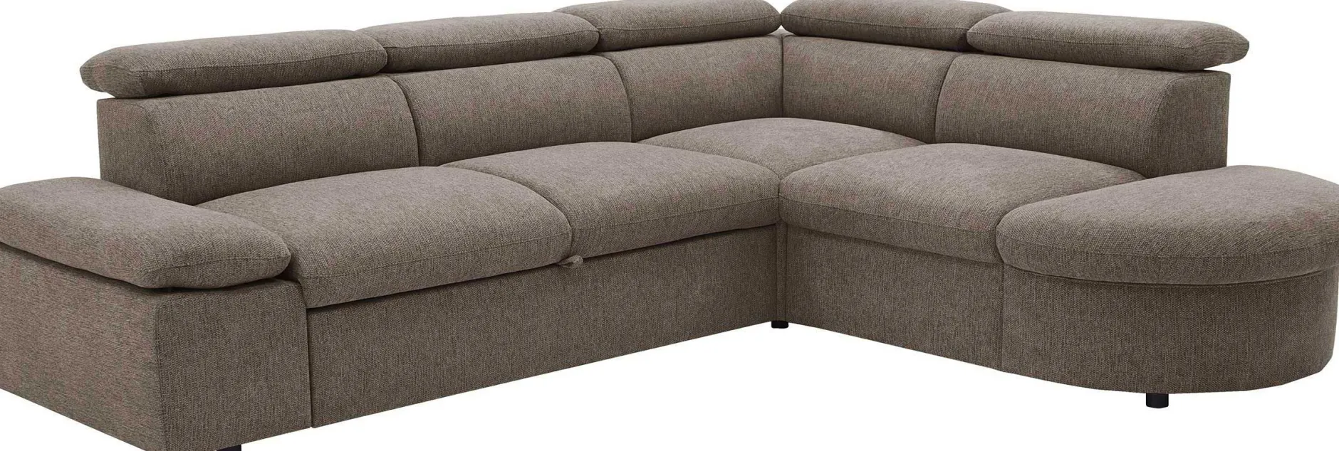 Firenze Ecksofa rechts - mit Bettfunktion - kastanienbrauner Stoff