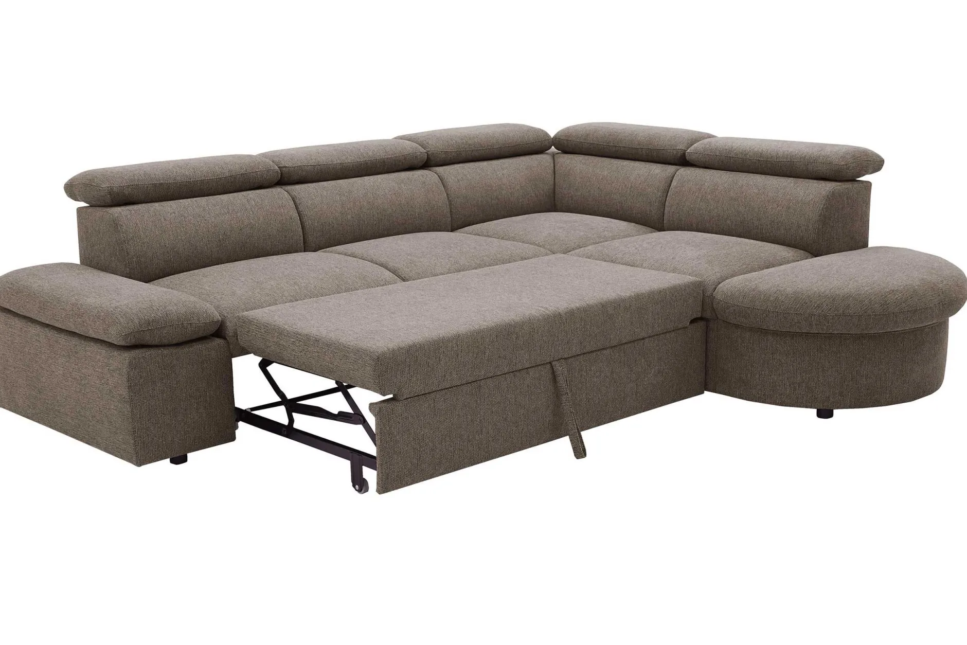 Firenze Ecksofa rechts - mit Bettfunktion - kastanienbrauner Stoff