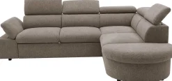 Firenze Ecksofa rechts - mit Bettfunktion - kastanienbrauner Stoff
