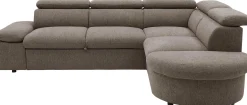 Firenze Ecksofa rechts - mit Bettfunktion - kastanienbrauner Stoff