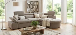 Firenze Ecksofa rechts - mit Bettfunktion - kastanienbrauner Stoff