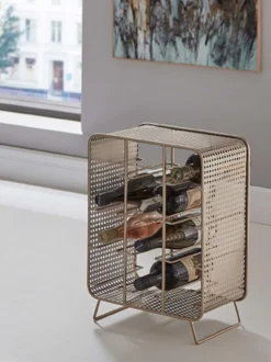 Flaschenhalter | 30 x 24 x 46 cm | Gold / Metall