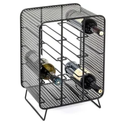 Flaschenhalter | 30 x 24 x 46 cm | Schwarz / Metall