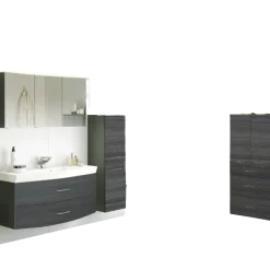 FlorentBadezimmer : Spiegelschrank, Waschtischschrank, Säulenschrank, Ablageschrank - Eiche grau