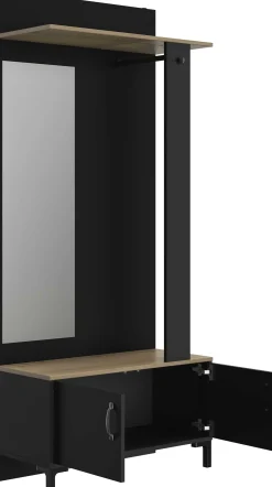 Flurmöbel Store mit Stange, Schrank und Spiegel - schwarz