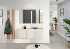 Flurschrank Lydia - 138x25x52cm - 3 Türen - Kaschmir/Eiche Dekor