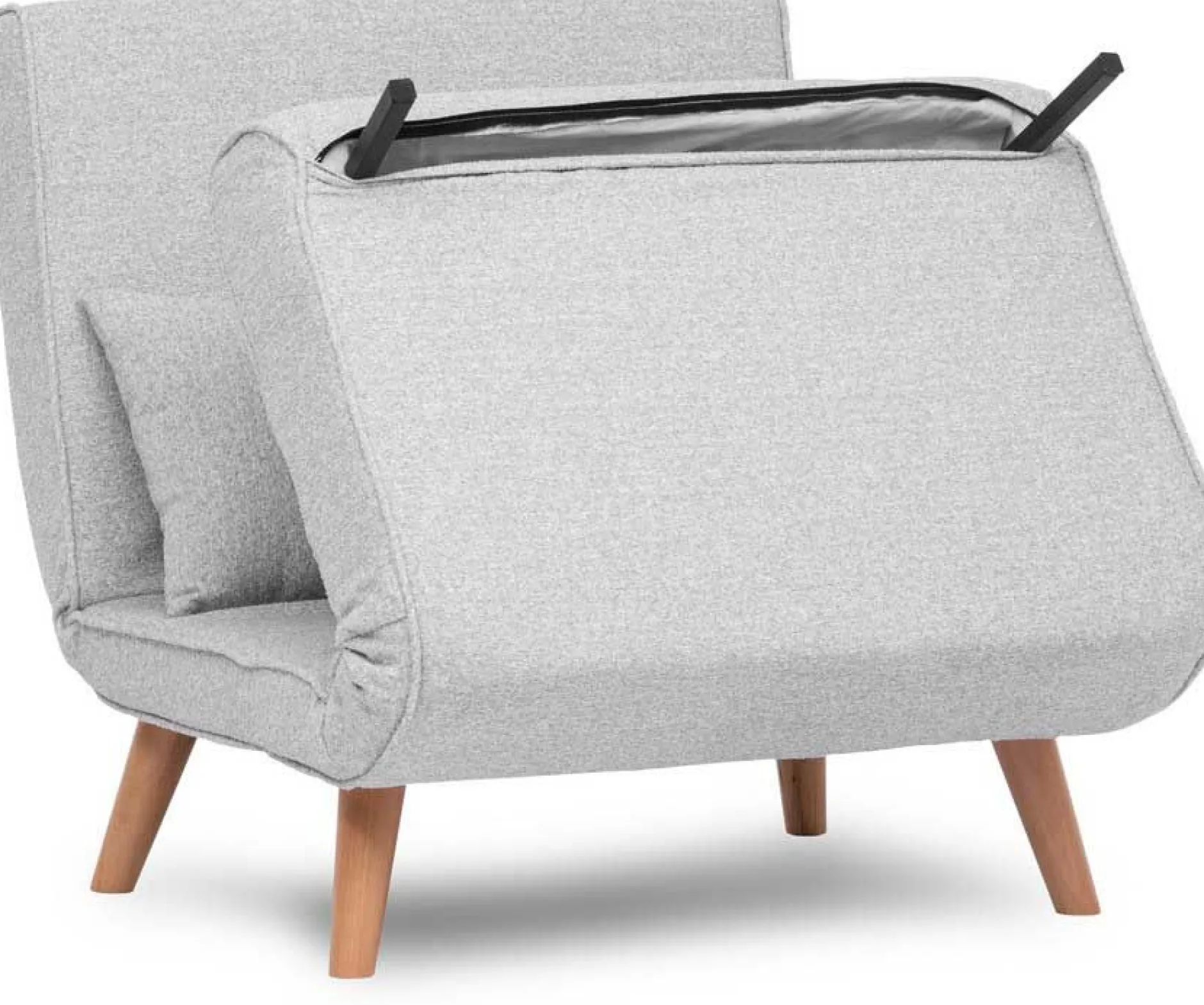 Folde Single 1-Sitzer-Schlafsofa | Teddystoff | Grau