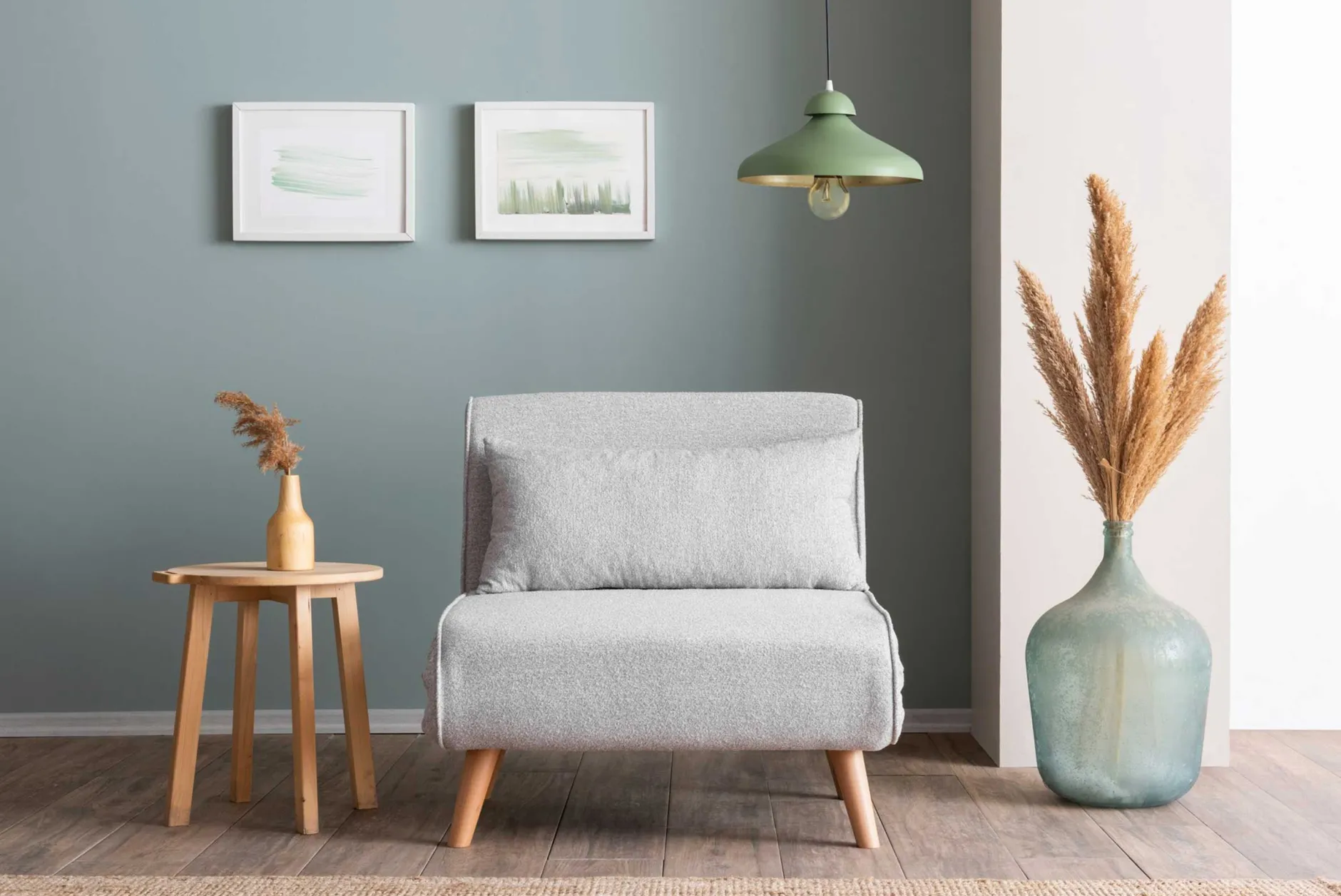 Folde Single 1-Sitzer-Schlafsofa | Teddystoff | Grau