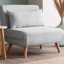 Folde Single 1-Sitzer-Schlafsofa | Teddystoff | Grau