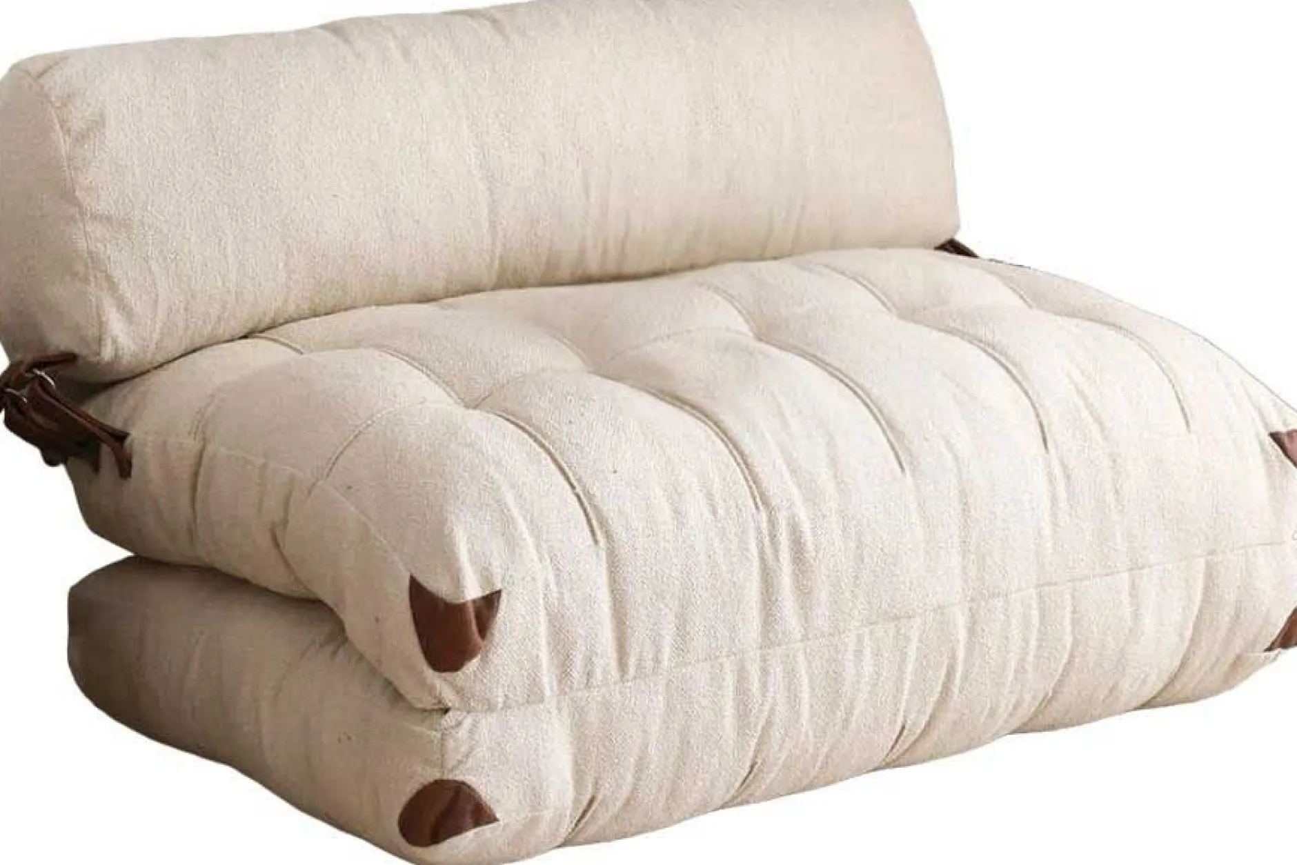Fold Kadife 2-Sitzer-Schlafsofa | Teddystoff | Creme