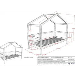 Forrest Hausbett 90x200 mit Rollbett und Schlafzelt - Buchenholz - weiß/rosa