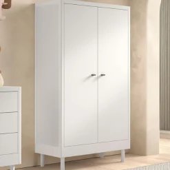 Forrest Kleiderschrank - 2 Türen - Massivholz Buche - weiß