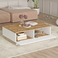 FR14 Couchtisch | 100 % MELAMIN | Atlantische Kiefer, Weiß