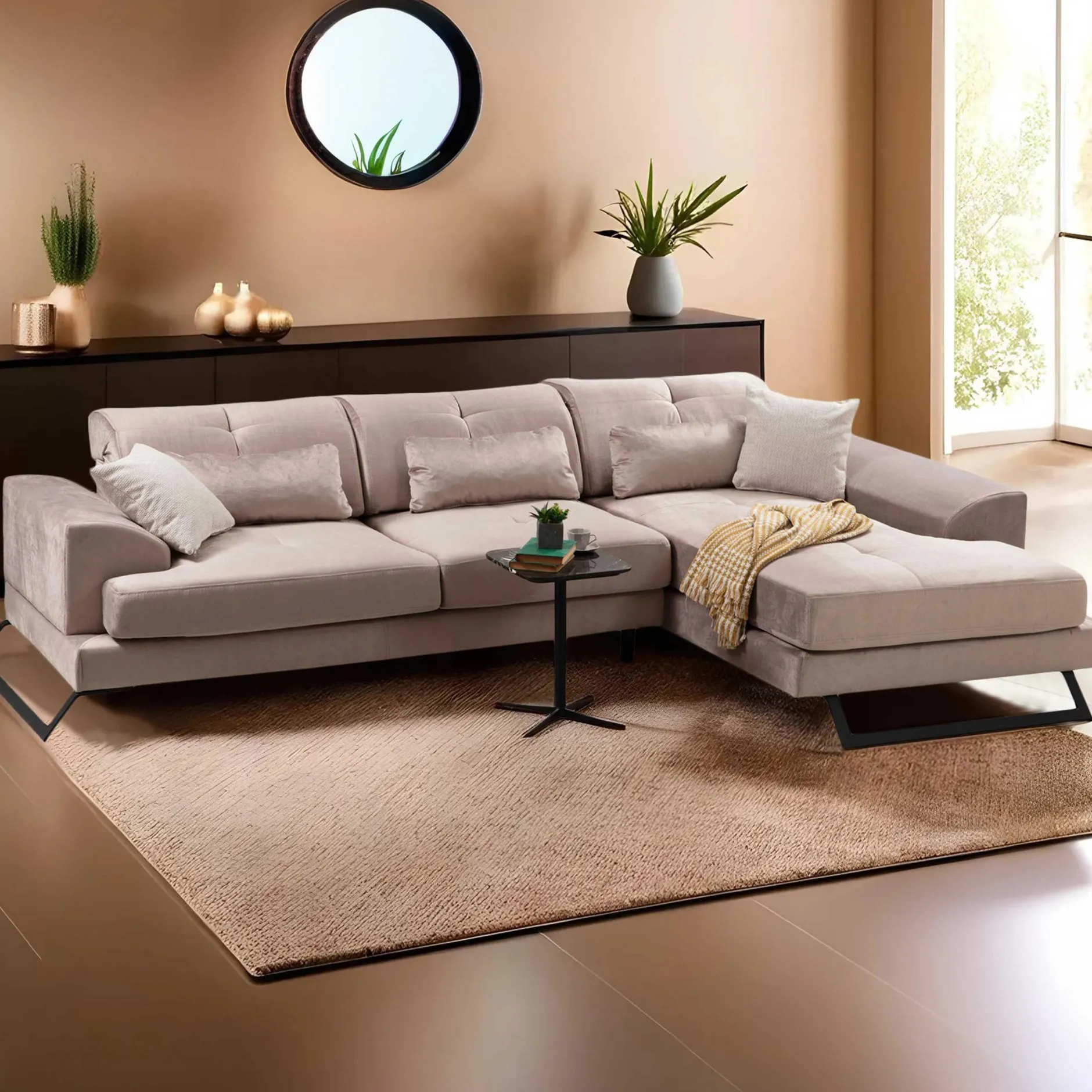 Frido Ecksofa | BUCHENHOLZ / SPANPLATTE | Beige