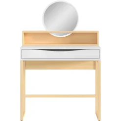 Frisiertisch Vayen 85cm, 1 Schublade - Eiche hell Dekor/weiß