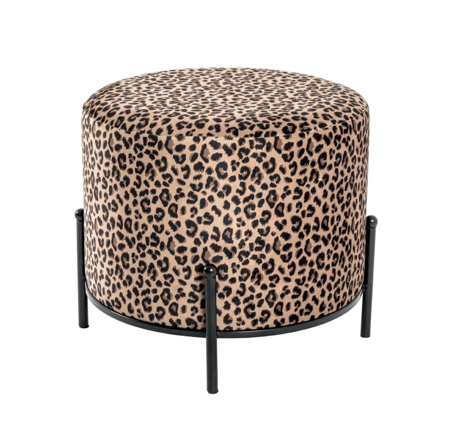 Fußhocker | Ø48 cm x 40 cm | Leopardenmuster