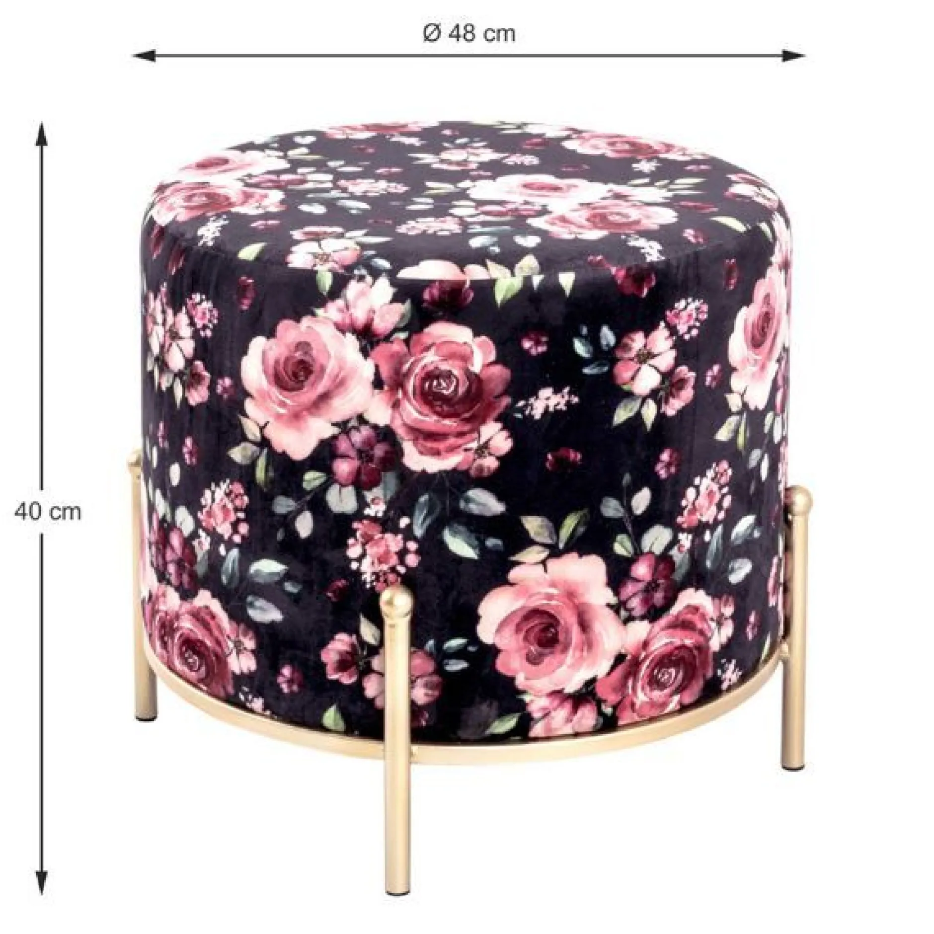 Fußhocker | Ø48 cm x 40 cm | Motiv Rose