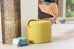 Fußhocker Dilia mit Stauraum - gelb-grün