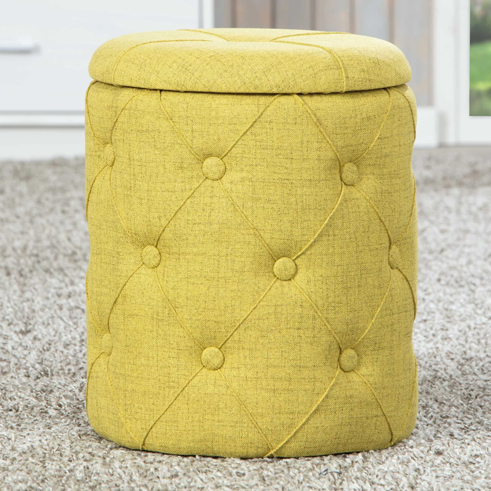 Fußhocker mit Deckel Yapak gepolstert - gelb-grün