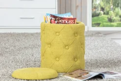 Fußhocker mit Deckel Yapak gepolstert - gelb-grün