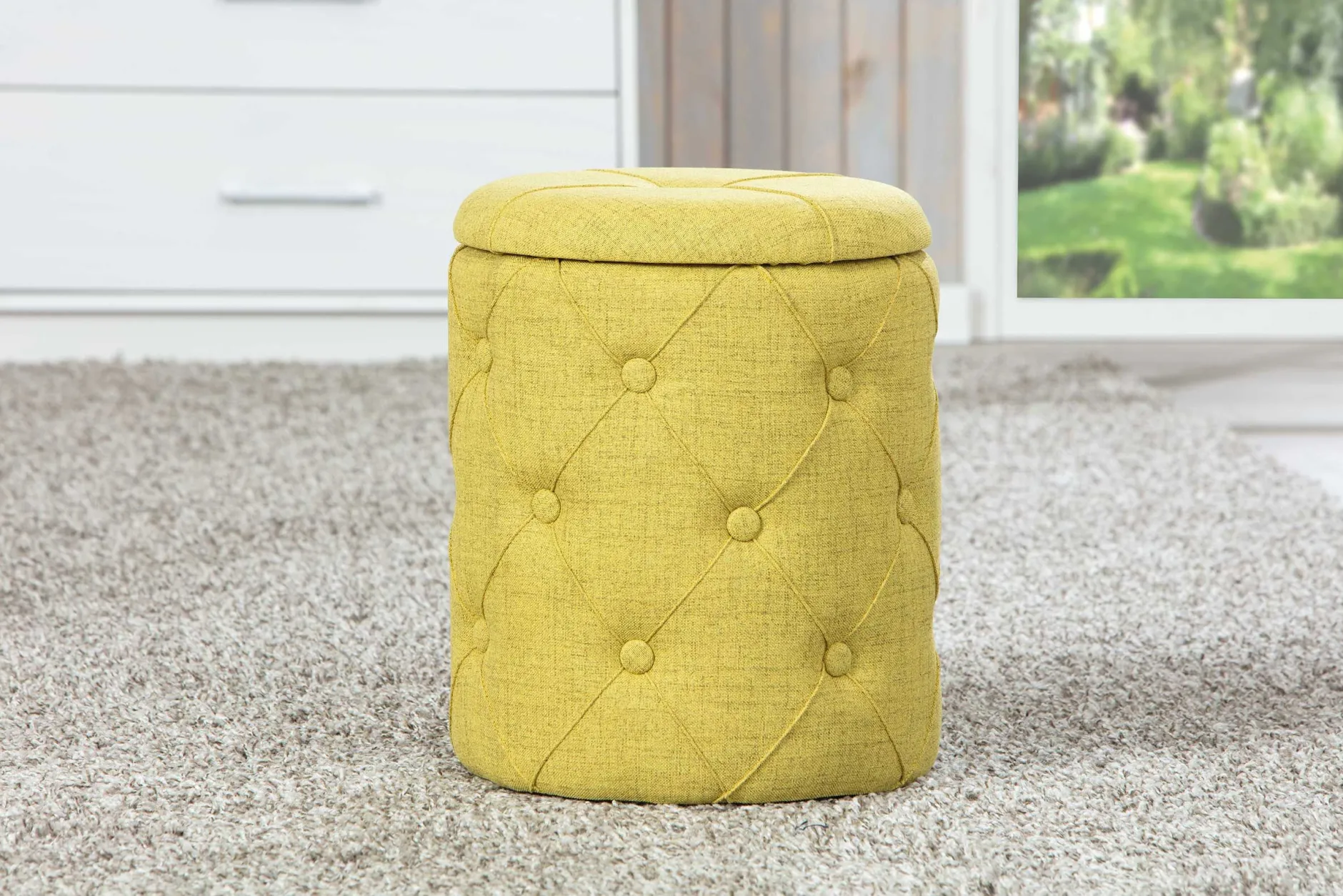 Fußhocker mit Deckel Yapak gepolstert - gelb-grün