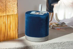Fußhocker Osane Samt - blau