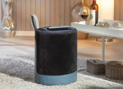Fußhocker Osane Samt - schwarz