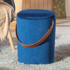 Fußhocker Papua mit Deckel - blau