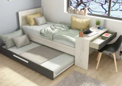 Funktionsbett Shipley 90x200 mit Schreibtisch und Bettschubkasten - weiß