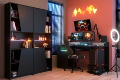 Gaming Bücherregal 67cm mit LED-Leiste - schwarz