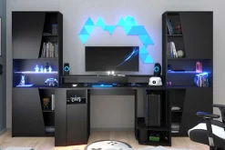 Gaming Bücherregal 67cm mit LED-Leiste - schwarz