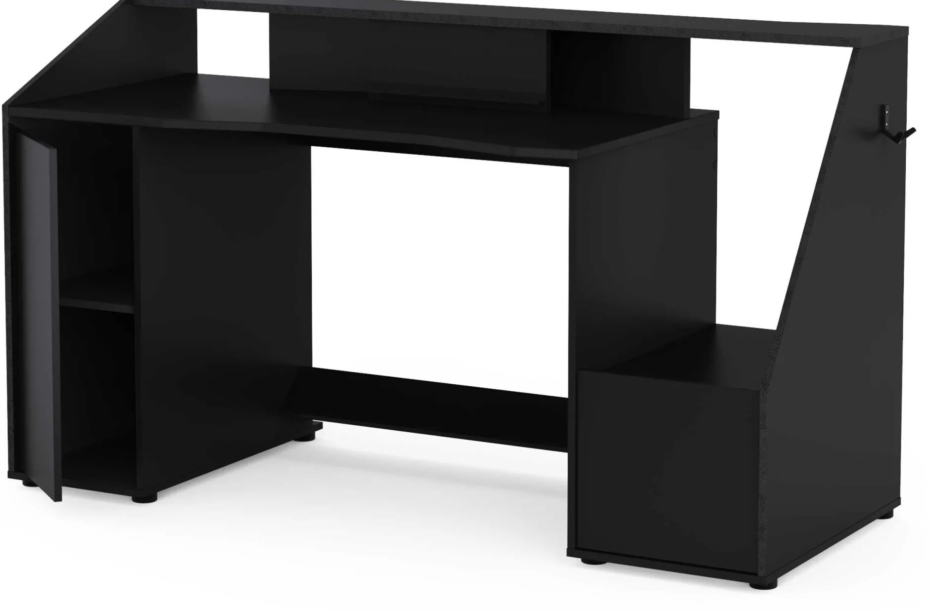 Gaming Schreibtisch Iron - 163x67x95cm - mit Ablage - schwarz