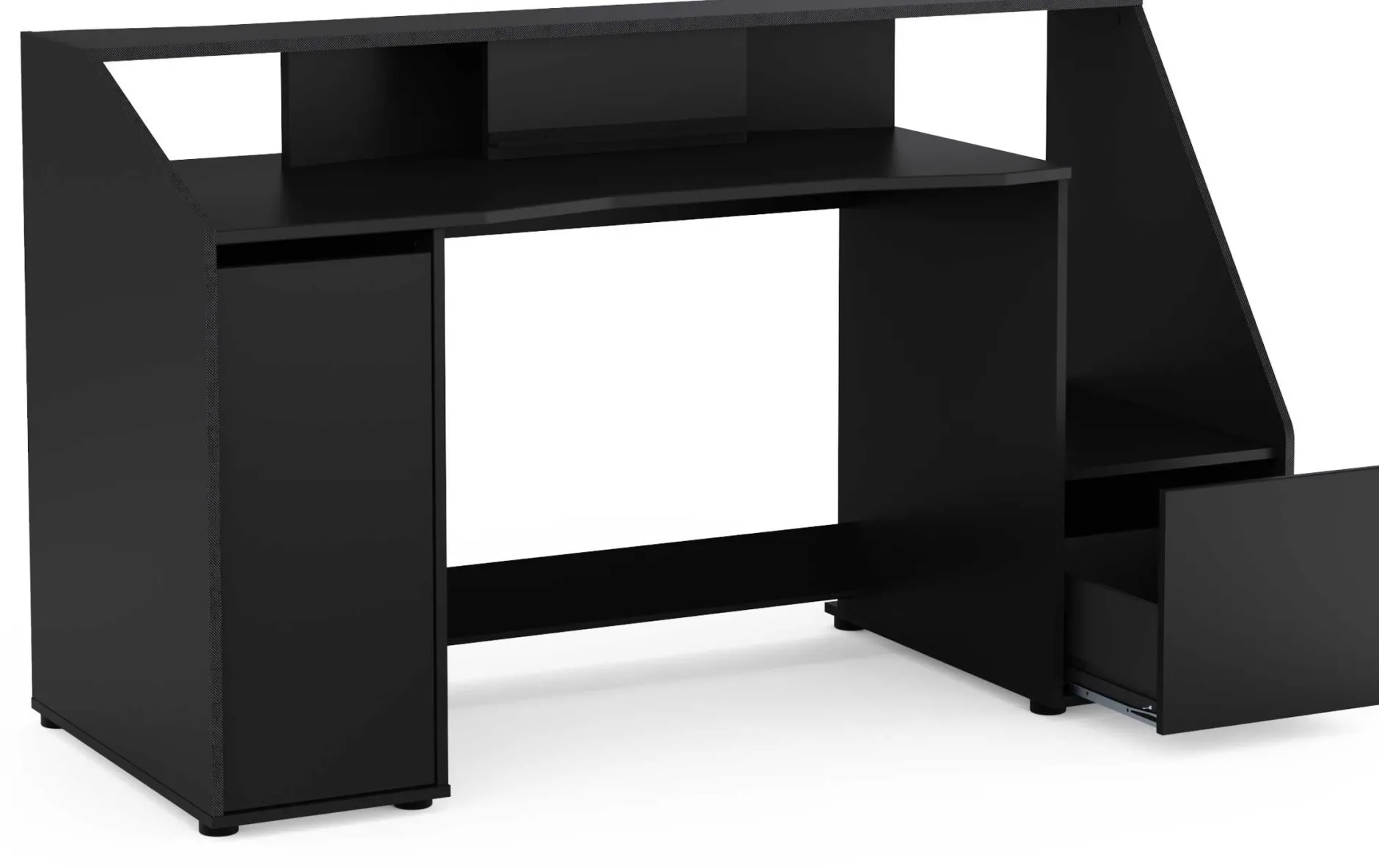 Gaming Schreibtisch Iron - 163x67x95cm - mit Ablage - schwarz