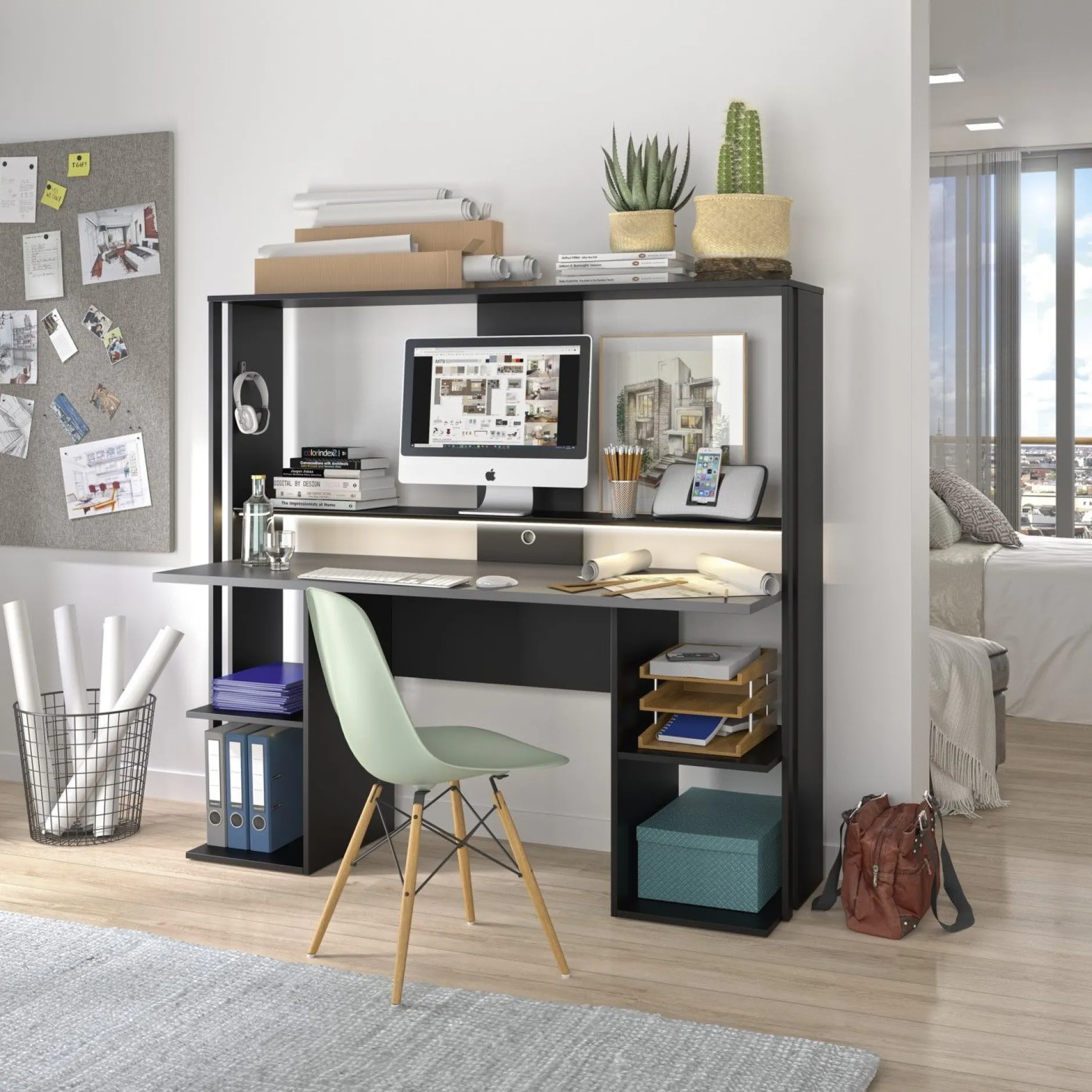 Gaming-Schreibtisch Strabo 157x60cm - schwarz