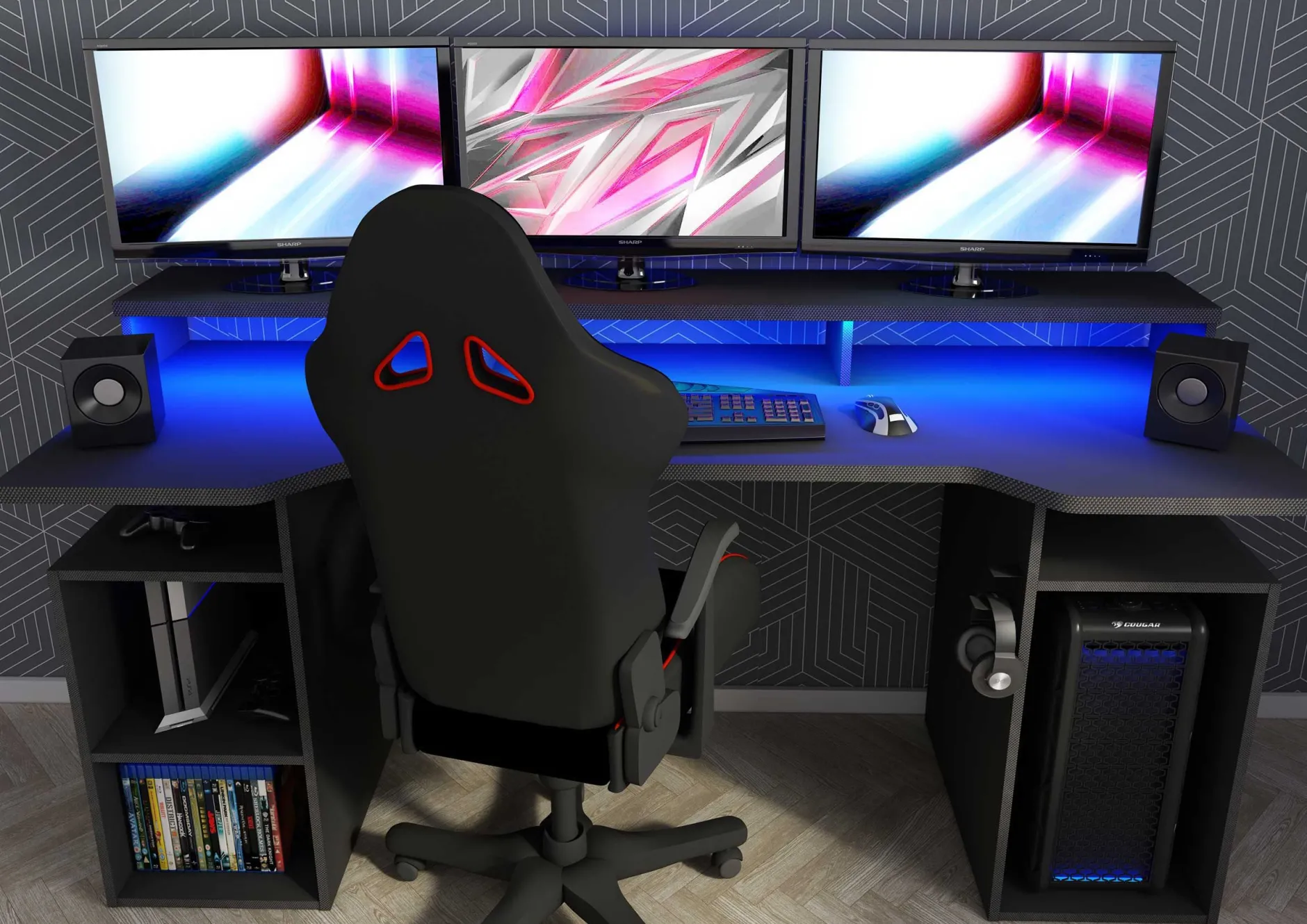 Gaming-Schreibtisch Tadic 178cm - grau