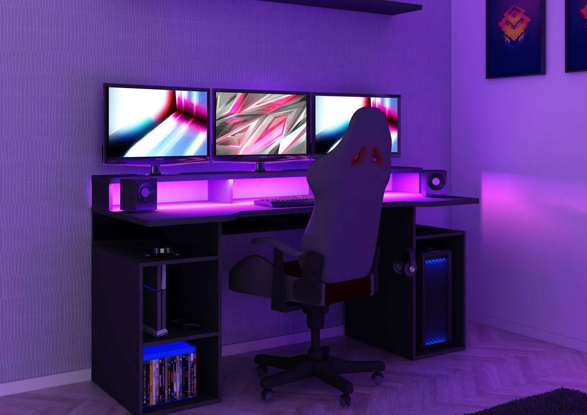 Gaming-Schreibtisch Tadic 178cm - grau