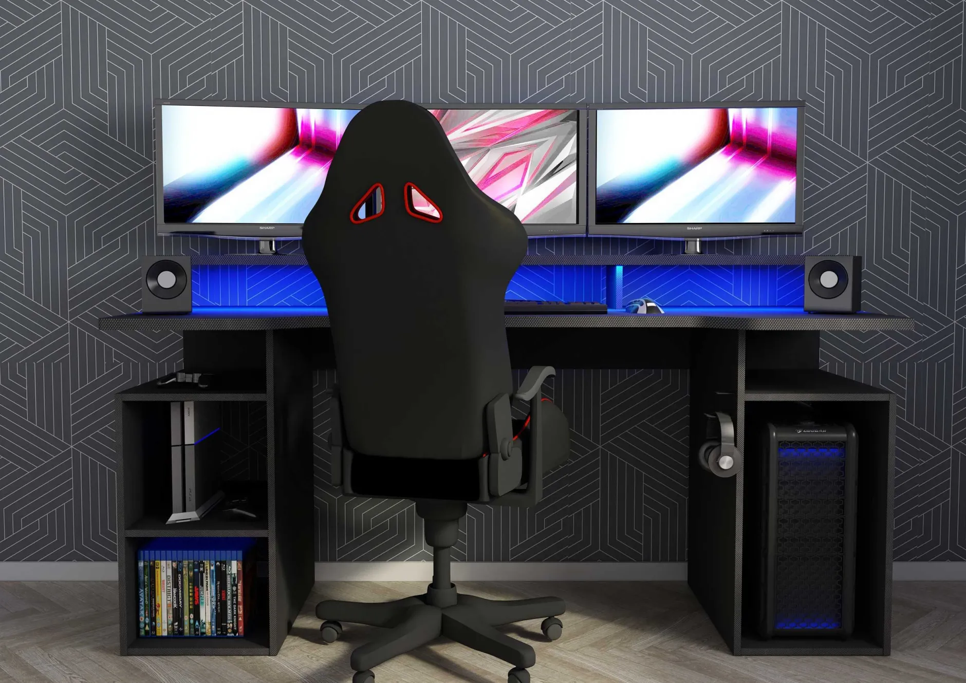 Gaming-Schreibtisch Tadic 178cm - grau