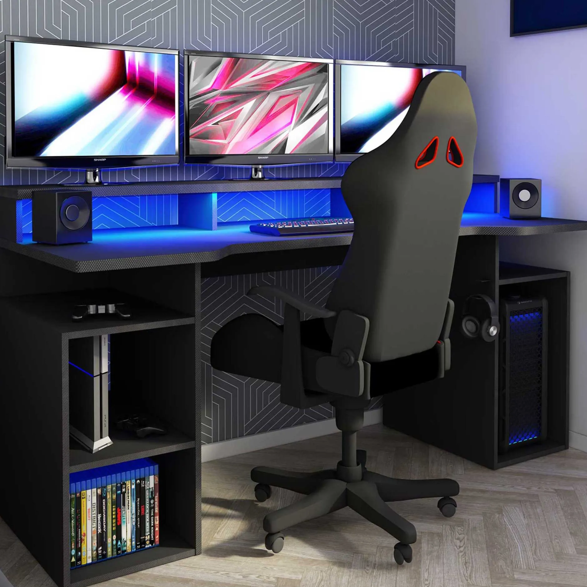 Gaming-Schreibtisch Tadic 178cm - grau