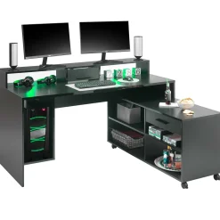 Gaming-Schreibtisch Tudi inkl. Beleuchtung - schwarz